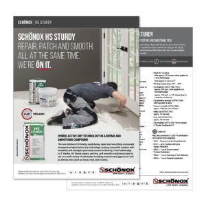 SCHÖNOX HS STURDY (Repair and Smoothing Compound) Sell Sheet